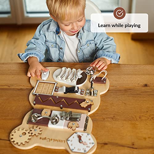 Activity Board For Toddlers | Big Wooden Board With Exciting And Fun Activities | Educational & Interactive | Travel Toy | Baby Busy Board From 1 Or 2 Years Old