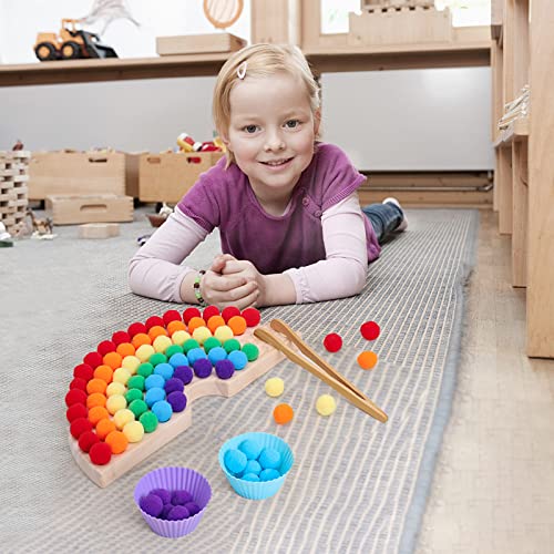 Wooden Peg Bead Board Games, Rainbow Color Assortment and Matching Games