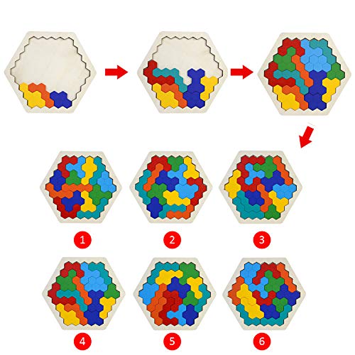 Holzpuzzle 40 Stück Tangram Puzzle Gehirntraining Spielzeug für Kinder