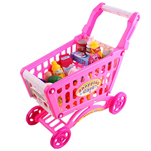 Kids shopping cart playset, Filled with more than 50 plastic food toys