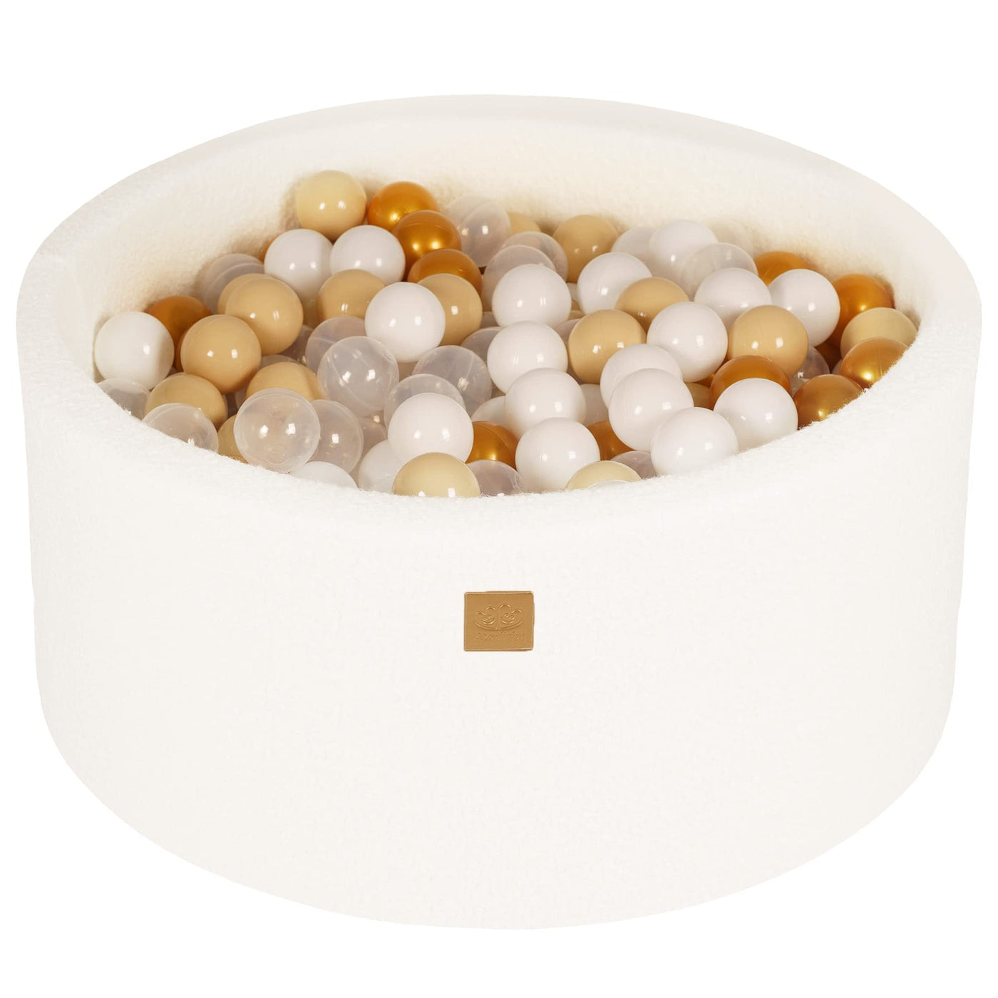 Ball Pool Baby - Round 90x40cm Baby Pool for Kids with 200 Balls, Boucle, White: Gold/Beige/White/Transparent