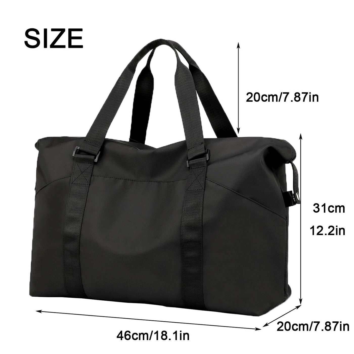 Sports bag with wet compartment, leisure handbag foldable gym bag shopping bag travel bag for short trips