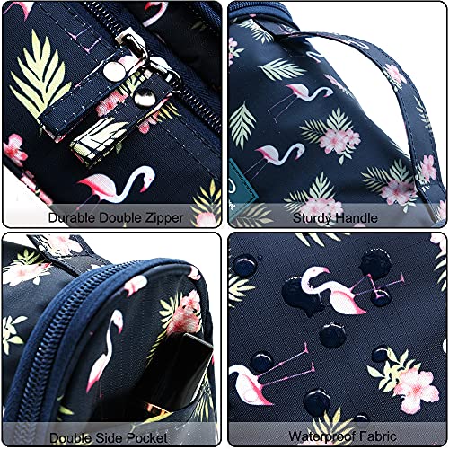 Toiletry Bag Travel Toiletry Bag Foldable Waterproof Cosmetic Bag Constitution Shower Bag with Carrying Handle and Hook for Travel, Toiletries - Flamingo