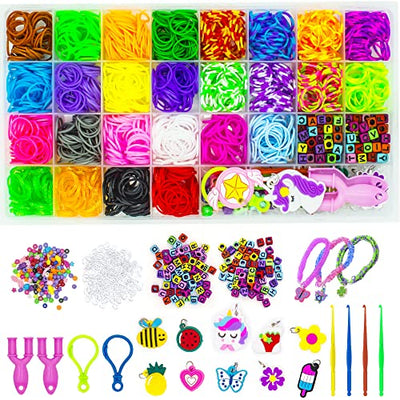 Loom Ribbons Set for Crafting, 2000+ Colorful Rubber Bands Starter Set DIY Crafting Colorful Ribbons Box Set