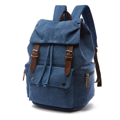 Canvas Vintage Laptop-Rucksack, Rucksack für Wandern, Reisen, geräumige Tasche