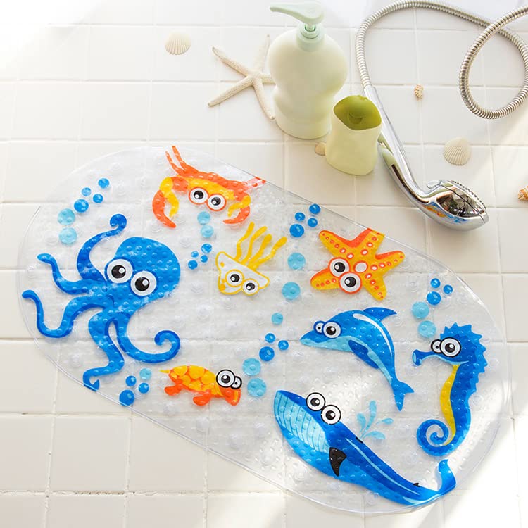 non-slip children's bath mat, sea animal picture bath mat with suction cups, children's bath mat