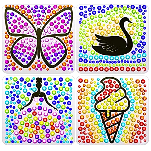 Suncatcher craft kits for kids, arts and crafts for kids, DIY diamond toys for girls, window gemstone art set with 4 themes