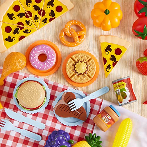 200 Pieces Kids Play Food Deluxe Pretend Play Food Set Toy Food Play Kitchen Accessories