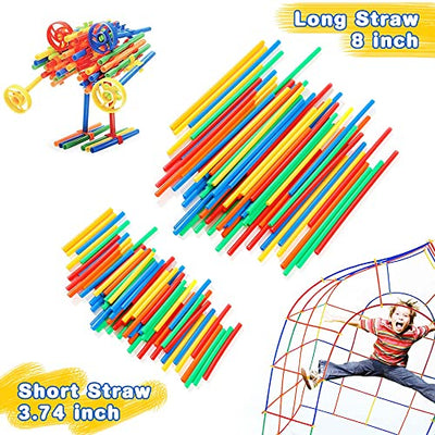 Straws and connectors building toy 480 pieces straws and connectors set - straw constructor puzzle game