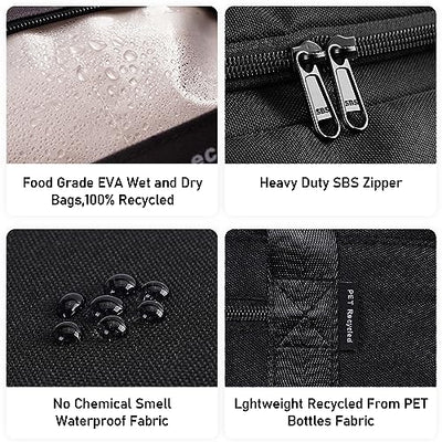 Hand Luggage 45 x 36 x 20 cm for Ryanair Travel Bag for Aeroplane Under Seat Hand Luggage Suitcase PET Recycled Environmentally Friendly Travel Bag Weekender Bag, black