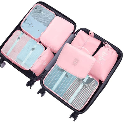 Cubes d'emballage 8 pièces, sacs à vêtements, organisateur de valises pour vacances et voyages, ensemble de cubes d'emballage, cube de voyage, système d'organisation pour valises – Rose