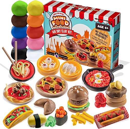 Miniature dishes from around the world' Air Dry Clay, set with 10 colors of modeling clay and over 19 parts for modeling Air Dry Clay Kit