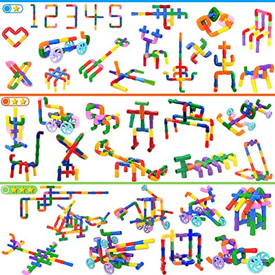 Pipe Tube Toys, 96 Piece Classic Building Blocks Assembling Toy with Wheels