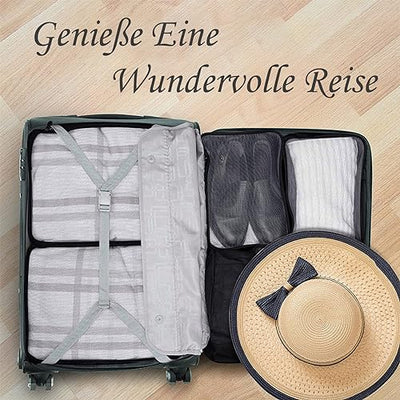 Organisateurs de valises 8 pièces, cubes d'emballage pour les voyages et les vacances, organisateur de voyage comprenant un sac à cosmétiques, un sac à chaussures, un ensemble d'organisateurs de valises pour le rangement à la maison (8 noirs)