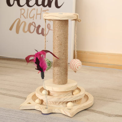 Wooden ball cat carousel, wooden cat toy, wooden cat scratching post, suitable for small to medium size cats