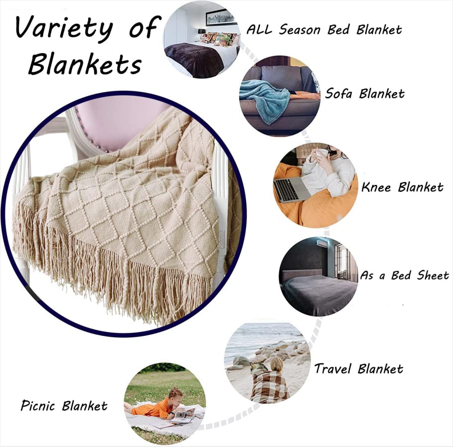 Living Blanket Soft Knit Wool Blanket Tassel Cuddle Blanket Sofa Blanket Sleep Blanket