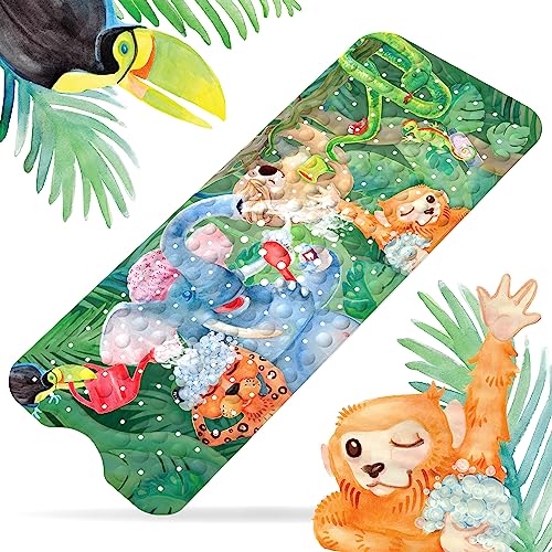 Funny jungle shower - bath mat for children | anti-slip mat bath tub 100x40cm long | Cool jungle design | tested quality | BPA-free