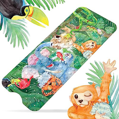 Funny jungle shower - bath mat for children | anti-slip mat bath tub 100x40cm long | Cool jungle design | tested quality | BPA-free