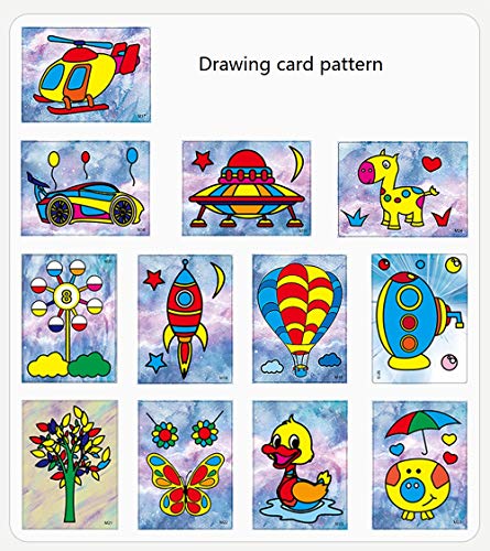 Packs Sand Painting Cards Art Kids Coloring DIY Paper Craft Kit with 12 Bottles Coloring Sand for Kids