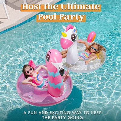 Inflatable Unicorn & Flamingo Pool Float with Glitter 35.5" (2 Sets)