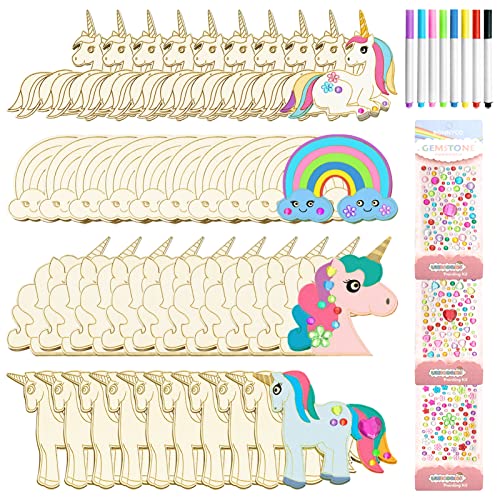 Unicorn kit, 51 pieces unicorn wood, unicorn for children painting decoration