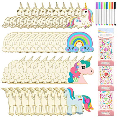 Unicorn kit, 51 pieces unicorn wood, unicorn for children painting decoration