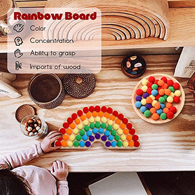 Wooden Peg Board Beads Game Wooden Clip Beads Game Rainbow Ball Elimination Game Toy Colour Classification Fine Motor Skills Educational Toy