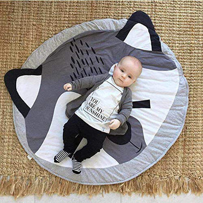 Baby Crawling Blanket Cartoon Animal Baby Play Mat Play Blanket Cotton Soft Sleep Rug for Baby Kids 90CM (Fox)