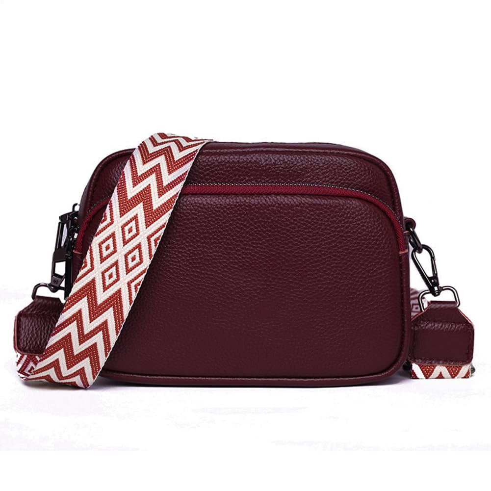 Sac à bandoulière pour téléphone portable pour femme, sac à bandoulière en cuir véritable, petits sacs modernes avec large bandoulière et 3 compartiments