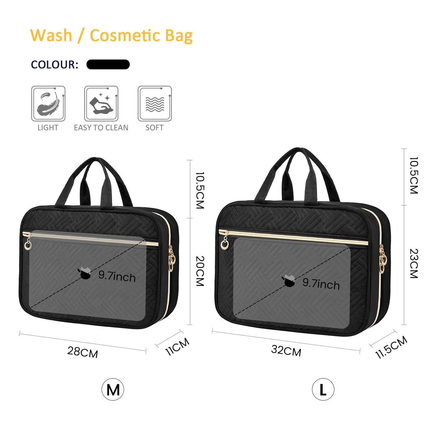 Toiletry bag waterproof cosmetic bag large with 360° swivel