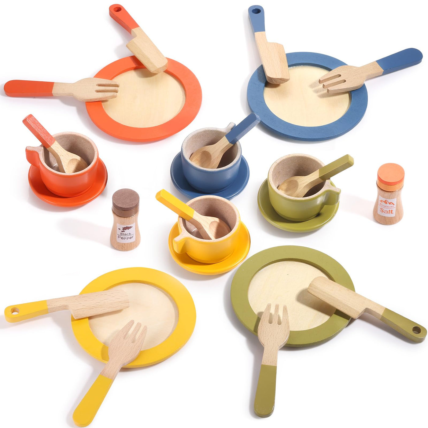 Set de vaisselle en bois pour cuisines d'enfants Accessoires de cuisine ludique Accessoires de cuisine pour enfants