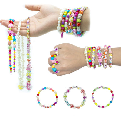 Beads for stringing kids jewelry stringing set, DIY friendship bracelets necklaces craft set for kids, 24 colors (beads for stringing)