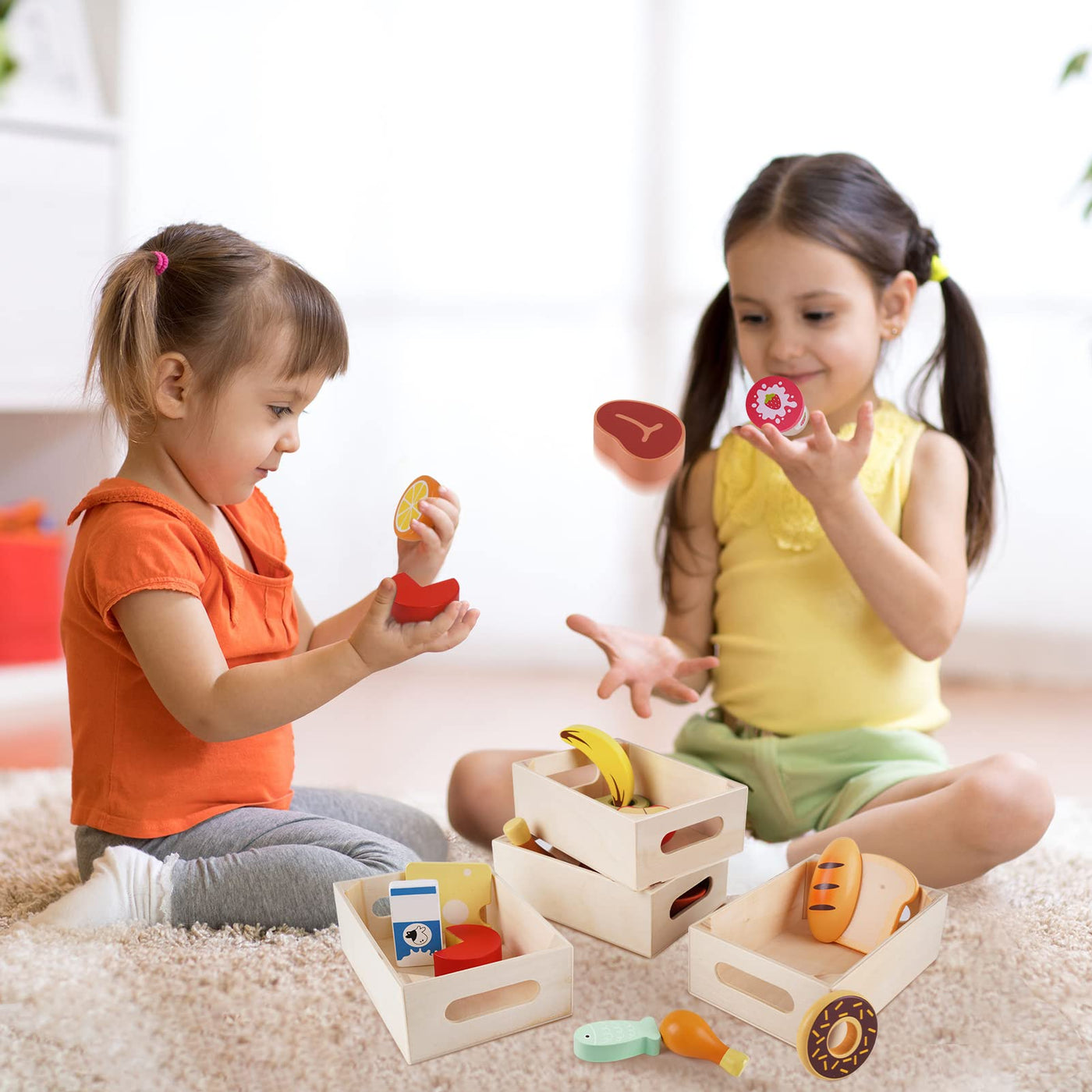 Spielzeug für die Küche, Kinderküchenzubehör Holz, Spielküche Zubehör Lebensmittel Spielzeug