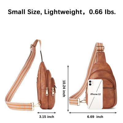 Fanny Pack, Sling Bag Chest Bag Leather Crossbody Bag Small Shoulder Bag Multipurpose Daypack