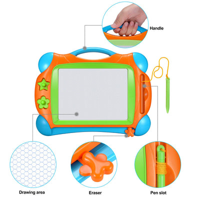 Magnetische Zeichentafel für Kinder, Kleinkinder, bunt, Reisegröße, löschbarer Skizzenblock, Spielzeug zum Schreiben, Zeichnen und Lernen