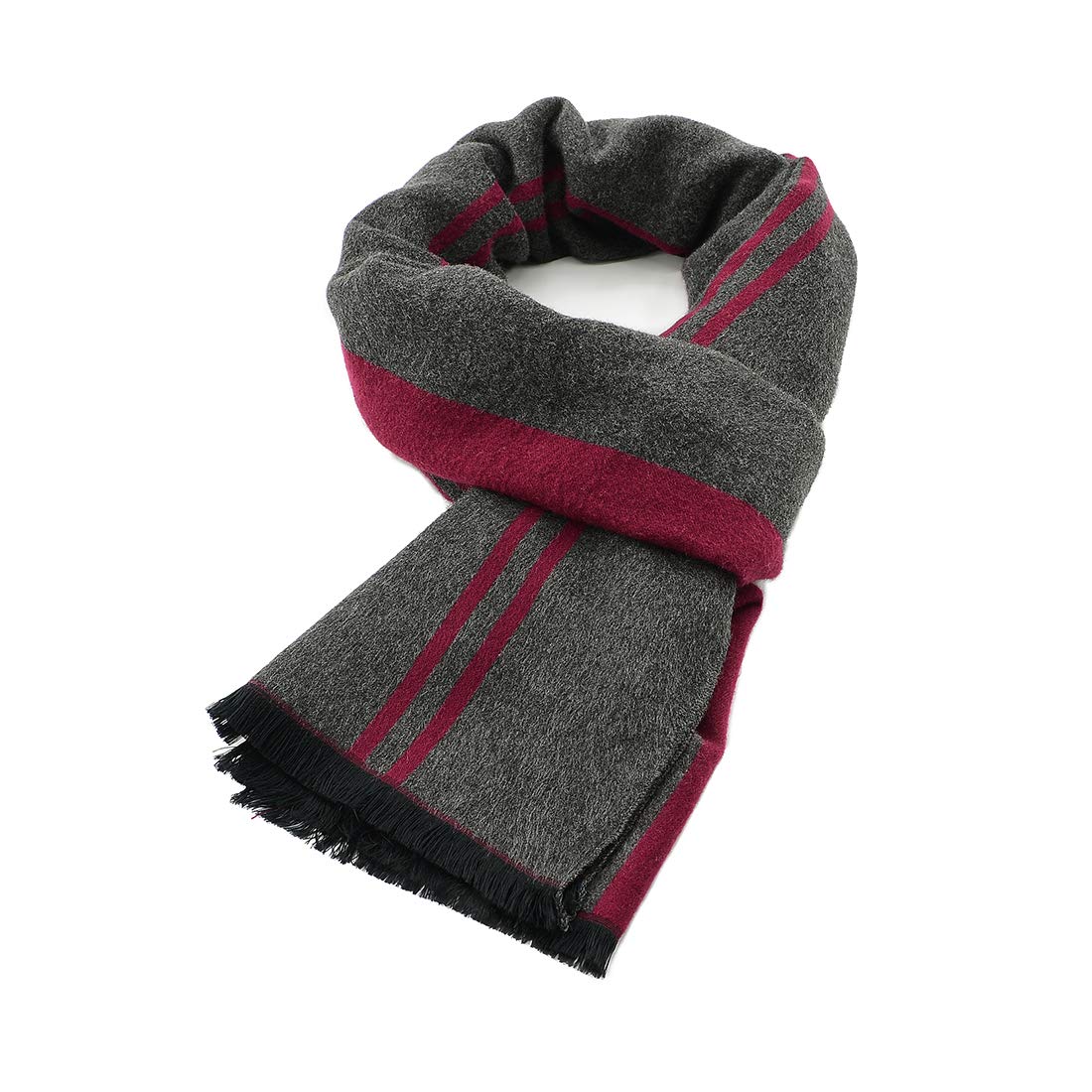 Scarf Warm and Soft Winter Scarf Scarf Knitted Plaid Winter Long Scarves Gray Red One Size