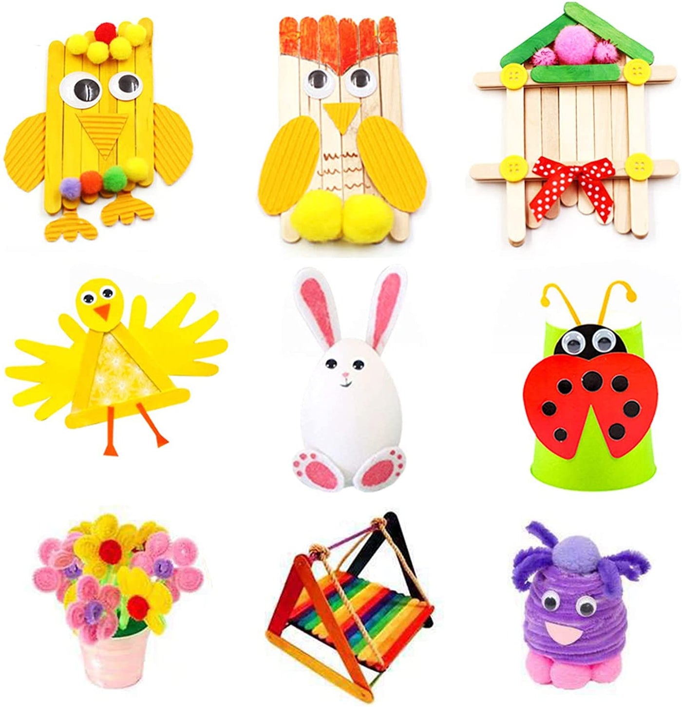 Craft kits Craft supplies for children Easter Crafting with pipe cleaners pompom feathers , вeads аoam rubber сolored paper вecorations