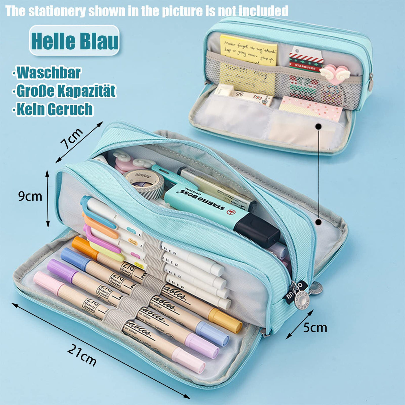 Pencil Case Teenager Pencil Case 3 Compartment, Large Capacity Pencil Case for School & Office