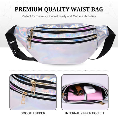 Belt Bag, Fanny Pack Fashion Waterproof, Fanny Pack Belt Bag Compartments with 3 Compartments, Adjustable Belt Waist Bag for Sports Travel Hiking