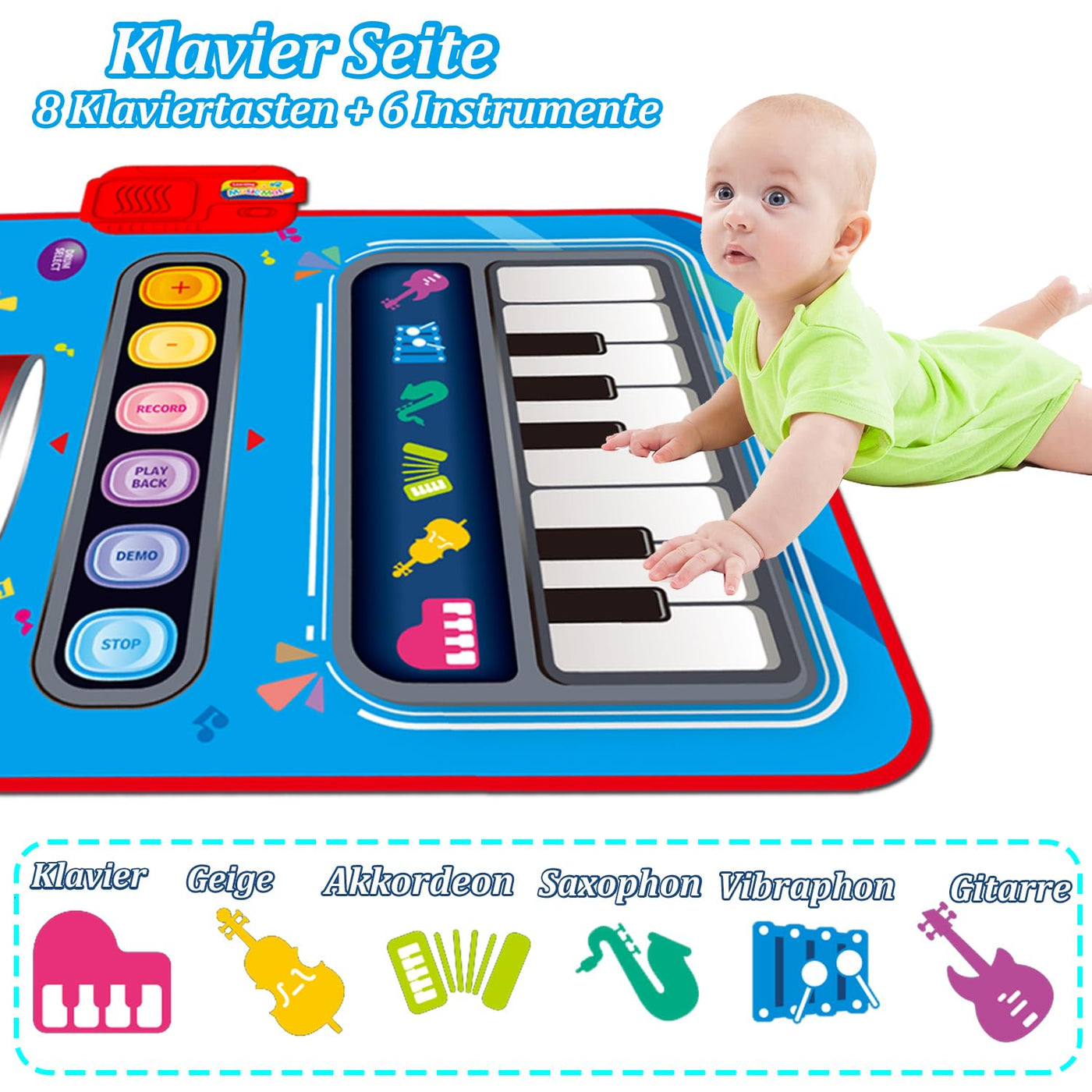 Baby toy, 2 in 1 music mat with 2 drumsticks, children's toy piano mat dance mat