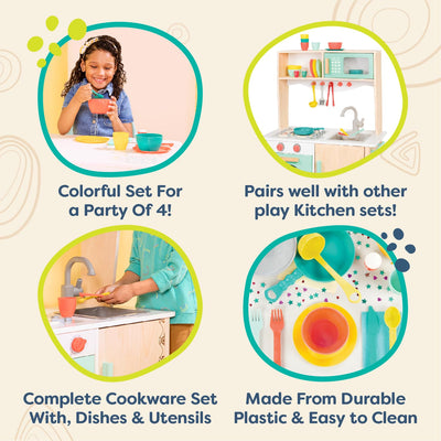 Accessoires de cuisine pour enfants set de vaisselle et set de casseroles - ustensiles de cuisine pour enfants pour la cuisine ludique