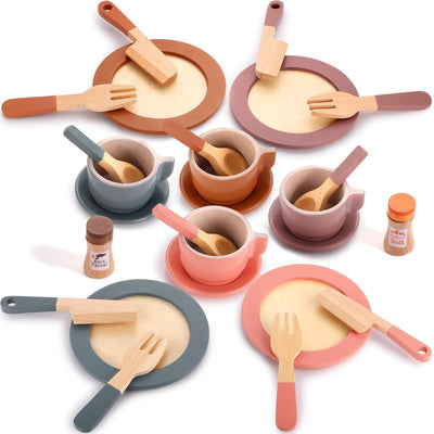 Wooden crockery set for children's kitchens Play kitchen accessories Kitchen accessories for children