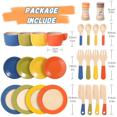 Set de vaisselle en bois pour cuisines d'enfants Accessoires de cuisine ludique Accessoires de cuisine pour enfants