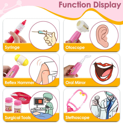 Mallette de médecin, jouet pour enfants, mallette de médecin avec stéthoscope, seringue, etc.