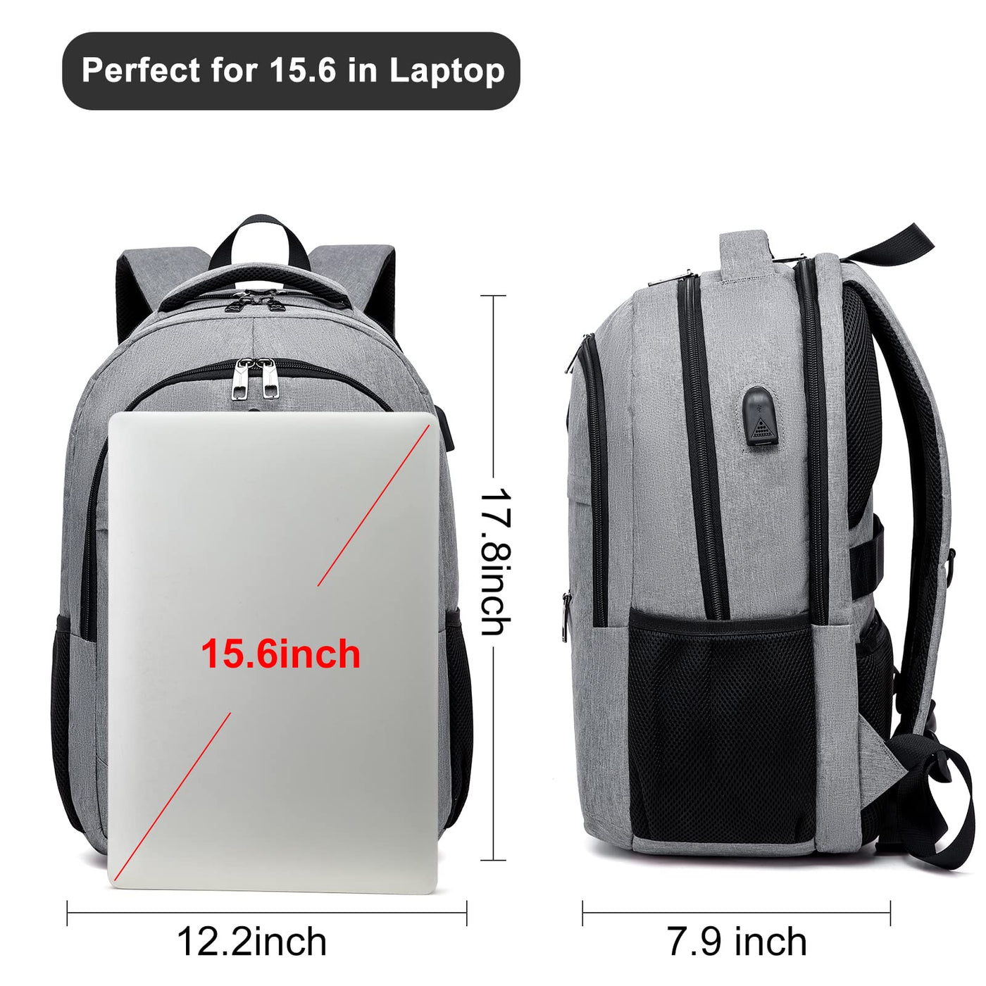 Sac à dos, sac à dos scolaire imperméable, sacoche pour ordinateur portable avec port de charge USB, sacoche de travail, de voyage et de camping avec pochette antivol