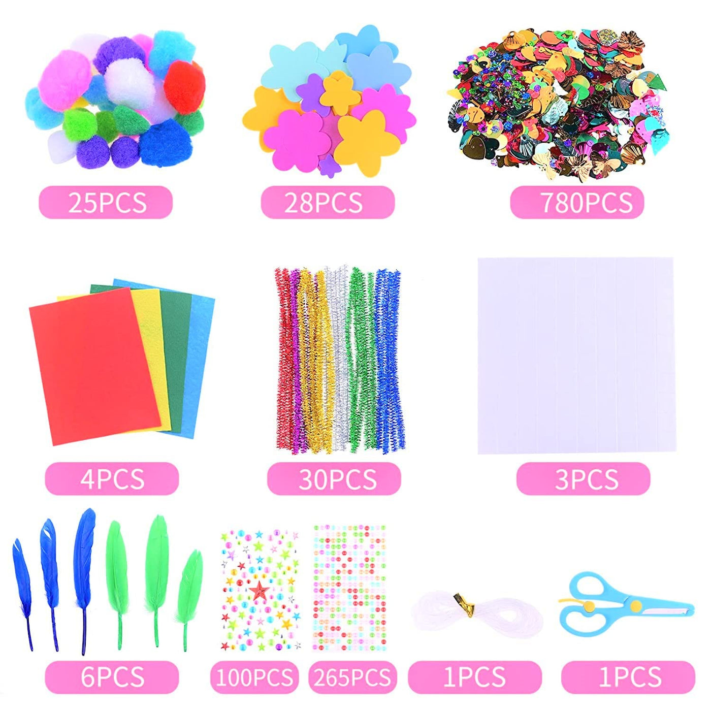 Craft kits Craft supplies for children Easter Crafting with pipe cleaners pompom feathers , вeads аoam rubber сolored paper вecorations