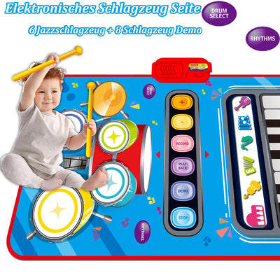 Baby toy, 2 in 1 music mat with 2 drumsticks, children's toy piano mat dance mat