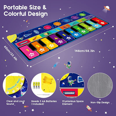 Piano mat for children, starry sky music mat large, dance mat with 10 keys, 10 songs & 8 instruments