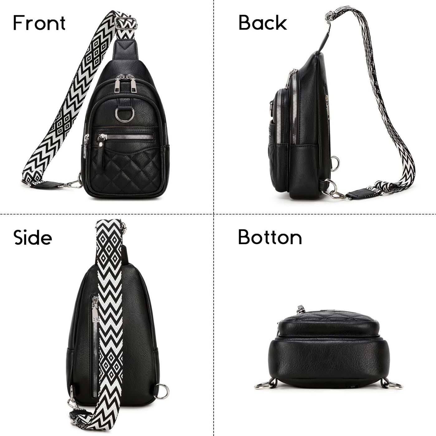 Sling Bag Fanny Pack Stylish, Crossbody Bag Small Shoulder Bag Unisex Shoulder Bag Sling Backpack with Adjustable Shoulder Strap for Travel, Shopping