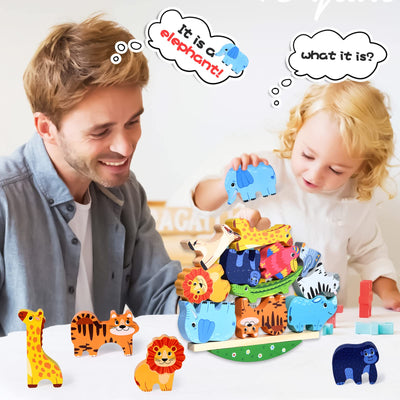 Wooden toy stacking game Animals for fine motor skills learning toy